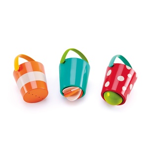 Set de galeata colorata Hape | Jucarie de baie cu roata de apa din trei piese pentru copii mici, multicolor