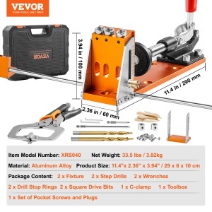 Set de Gaurit VEVOR pentru Gauri Pocket Hole, Aluminiu si Inox, Portabil - Img 7