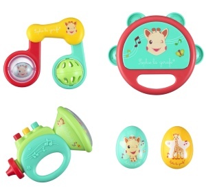 Set de instrumente muzicale pentru bebelusi Sophie la Girafe, 4 piese, ergonomic, 6 luni - Img 4