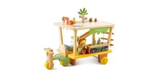 Set de joaca Hape Clios Fruchtsaft-Truck cu stand mobil solar si accesorii pentru copii 3