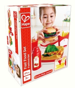 Set de joaca Hape Fastfood cu hamburger hotdog si accesorii pentru copii - Img 2