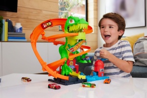 Set de joaca Hot Wheels cu T-Rex si camion de pompieri, 164, 45 cm - Img 2