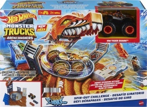 Set de joaca Hot Wheels Monster Trucks Arena Smashers HNB93 cu Tigerhai 2 masini incluse baza mobila - Img 7