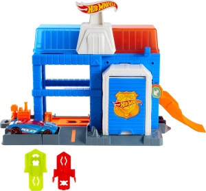 Set de joaca Hot Wheels, Statia de Politie Downtown, 3 niveluri, masca 164 - Img 3