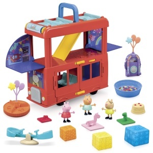 Set de Joaca Peppa Pig Autobuz de Petrecere 2-in-1, 3 Figurine, 13 Accesorii