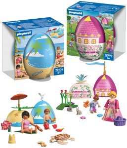 Set de Joaca PLAYMOBIL cu Printesa si Plaja, 2 Oua Surpriza, Figurine si Accesorii