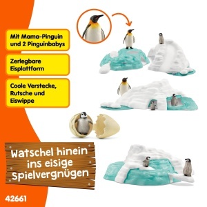 Set de Joaca Schleich WILD Life Pinguin-Familienspa 42661, 14 Piese, 3 Kaiserpinguini - Img 3