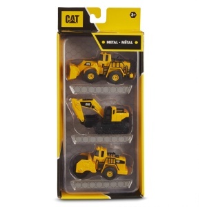 Set de Joc cu Masini de Constructie CAT - 3 Vehicule Metalice, Dura, Galben - Img 6