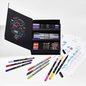 Set de Kalligrafie BIC Mein Handlettering, 44 piese, 20 Fineliner, 12 Pensule, Culoare Diversa - Img 5