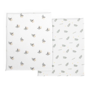 Set de lenjerie de pat Chicco din fibra de bambus, 2 piese, 50x83 cm, design frunze si melci - Img 2