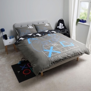 Set de lenjerie de pat PlayStation, gri, reversibil, 200x200 cm - Img 2