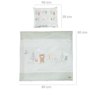 Set de lenjerie pentru bebelusi roba Woodland Buddies, 100 bumbac, 80x80 cm, pastel verde - Img 9