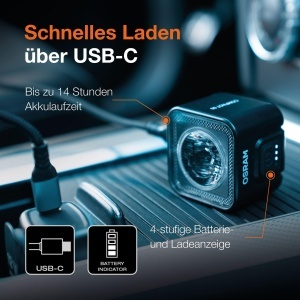 Set de Luminile pentru Bicicleta OSRAM LEDsBIKE COMPACT 50, 50 Lux, Reincarcabil - Img 2