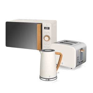Set de Mic Dejun Swan Nordic - Fierbator 1.7L, Toaster 2 Felii, Cuptor cu Microunde 20L, Alb