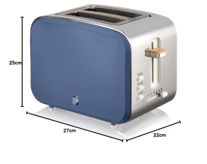Set de Mic Dejun Swan Nordic, Toaster 900 W, Fierbator 2200 W, 1.7 L, Albastru Mat - Img 13