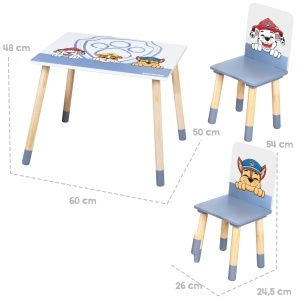 Set de mobilier pentru copii Paw Patrol - 2 scaune si 1 masa, alb, din lemn - Img 8