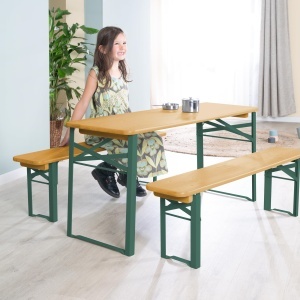 Set de mobilier pentru copii roba, 3 piese, din lemn masiv, pentru exterior, verdenatural - Img 2