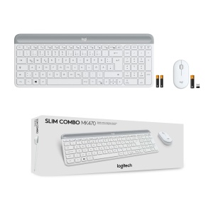 Set de mouse cu tastatura fara fir Logitech MK470 Slim Combo, conexiune de 2,4 GHz prin receptor nano USB, raza de actiune de 10 m, durata de viata a bateriei de 18 luni, PC/laptop, aspect QWERTZ german - alb - Img 3