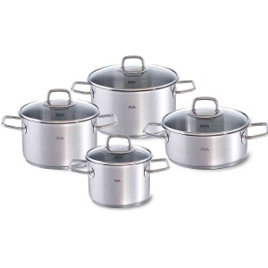 Set de oale Fissler Viseo 4 piese din otel inoxidabil compatibil inductie si toate tipurile de plite