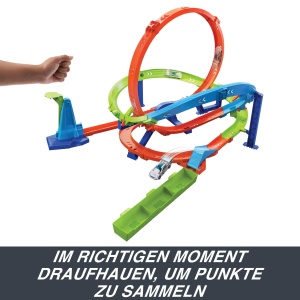 Set de pista Hot Wheels Looping-Zyklon-Challenge cu 2 moduri de joc, 164, cu maner - Img 4