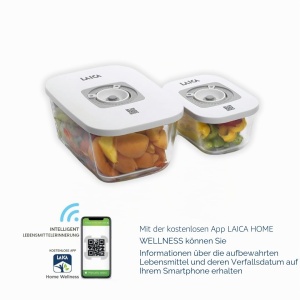 Set de recipiente vidate din sticla LAICA, 0.5L si 1.5L, reciclabile - Img 6