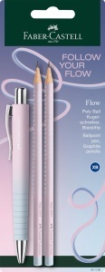 Set de scriere Faber-Castell Poly Ball Blushing Sky, 3 piese, roz-albastru