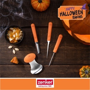 Set de scule pentru sculptat Zenker Halloween 4 piese portocaliu otel inoxidabil - Img 2