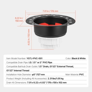 Set de scurgere VEVOR PVC pentru cazi freestanding compatibil cu diverse suprafete - Img 7