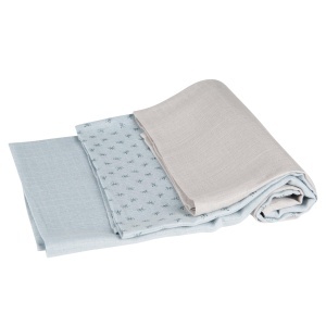 Set de Scutece Textile Roba Organic Lil Planet - 80 x 80 cm - Bio Bumbac - Albastru - Img 2