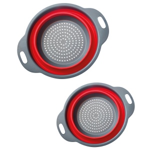 Set de Seiher Westmark 2 piese, Faltabil, 22 cm si 18,5 cm, Plastic, AnthrazitRosu