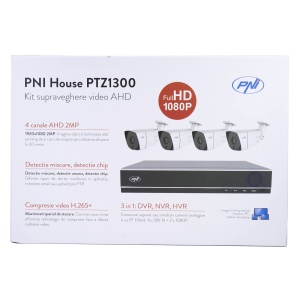 Set de supraveghere video AHD PNI House PTZ1300, 4 camere, Full HD, IP66 - Img 9