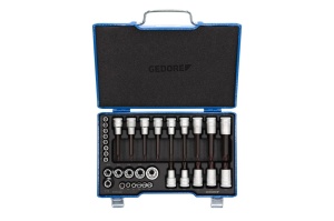 Set de surubelnite GEDORE 34 piese, 14 12, pentru automobile, albastru