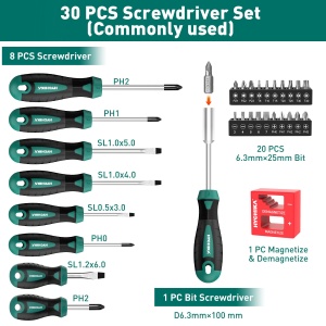 Set de Surubelnite HYCHIKA, 30 piese, magnetice, cu maner antiderapant - Img 5