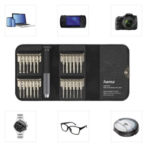 Set de surubelnite mecanice de precizie Hama Mini (inclusiv set de surubelnite Phillips, cu fante, Torx magnetic pentru ochelari, ceas, laptop, tableta, telefon mobil, camera, modelare) Surubelnita, set de scule 25 de bucati - Img 5