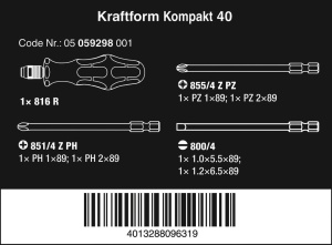 Set de surubelnite Wera Kraftform Kompakt 40, 7 piese, cu bits de 89 mm - Img 2