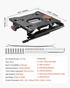 Set de Suspensie pentru Scaun VEVOR JZ-7HG, 150 mm Reglabil, Compatibil cu Rasenmayer si Gabelstapler - Img 7