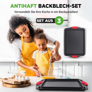 Set de Tavi pentru Copt NutriChef 3 Piese, Antiaderente, Hitzebestendige, Din Otel Carbon - Img 2