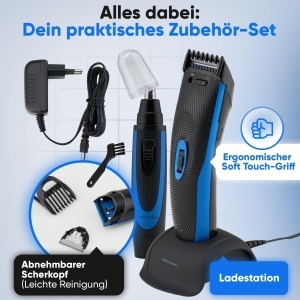 Set de tuns ProfiCare(r) cu indepartare a parului din nas | Lungime de taiere de 3-16 mm | 9 niveluri | incl. statie de incarcare | Cap de barbierit din otel inoxidabil | Aparat de tuns barba pentru barba pentru barba | Trimmer Barbati | PC HSMR 3052 NE - Img 5