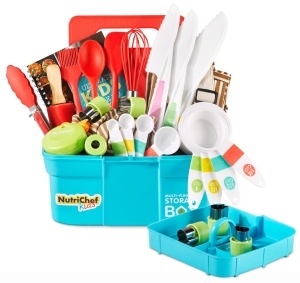 Set de unelte de bucatarie pentru copii NutriChef 30 piese - cu cutit, plansa si schita