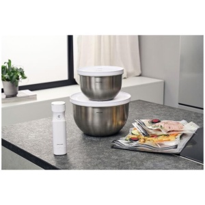 Set de vase cu vacuum ZWILLING Fresh Save Bowls 9 piese inox argintiu-alb - Img 2