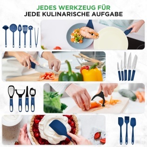 Set de Vase de Gatit NutriChef 54 piese, Inductie, Albastru, Diverse Dimensiuni - Img 5