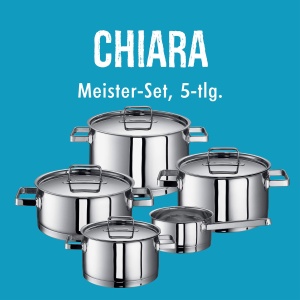 Set de Vase Rohe Germany Chiara, 5 piese, Aluminiu cu Inox, Argintii - Img 2