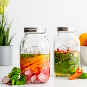 Set Fermentare Kilner 2x 1 Litru Sticla cu Capac din Otel Inoxidabil - Img 3