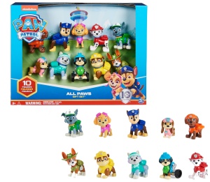Set Figurine PAW Patrol - 10 Personaje, Inclusiv Chase si Marshall, pentru Copii de la 3 Ani