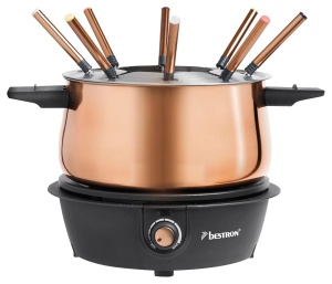 Set Fondue Bestron AFD850CO pentru 8 persoane, capacitate 1.5 l, putere 1500 W, culoare cupru