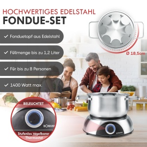 Set fondue electric Bomann FD 2248 CB, 1.2L, 1400W, 8 furculite din inox - Img 4