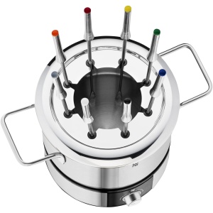 Set fondue WMF Lono pentru 8 persoane, fondue electric, 1400 W, reglare temperatura, suport furculita, oala cu inductie 1.2l, oala fierbinte, otel inoxidabil mat - Img 9