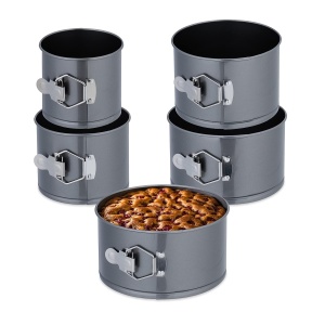 Set forme de copt Relaxdays, 5 piese, antiaderente, otel, diverse dimensiuni