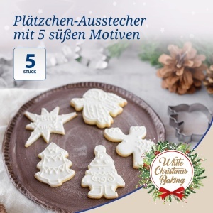 Set forme de prajituri Dr Oetker White Christmas Baking 5 motive otel inoxidabil - Img 3
