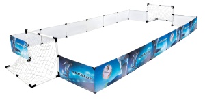 Set Fotbal Dunlop - Teren Inghetat cu 2 Porti, Minge si Pompa - 426 x 235 cm